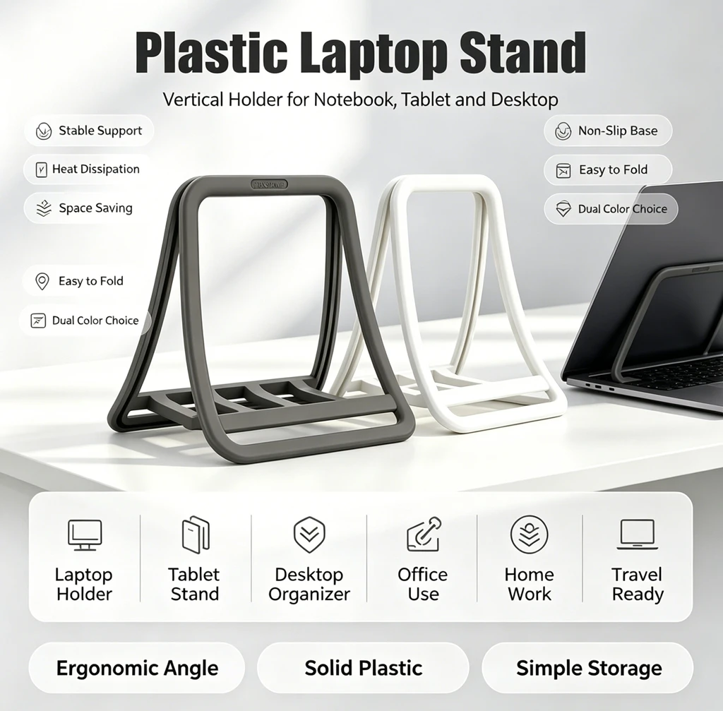 Desk Setup Macbook - Verticale laptopstandaard, notebookhouder, dubbele sleuf, desktop
