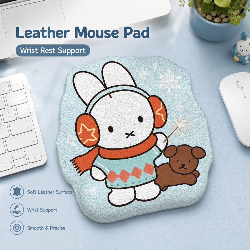 Desk Setup With Tv - Anime Miffy Lederen Muismat met Polsteun