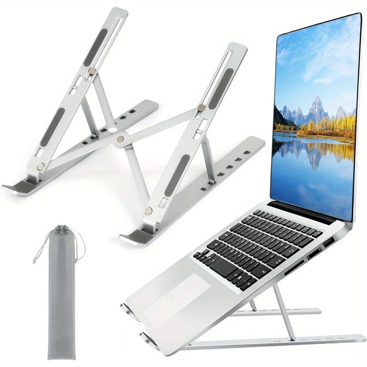 Desk Setup Macbook - Opvouwbare aluminium laptopstandaard, ergonomische koelstandaard voor