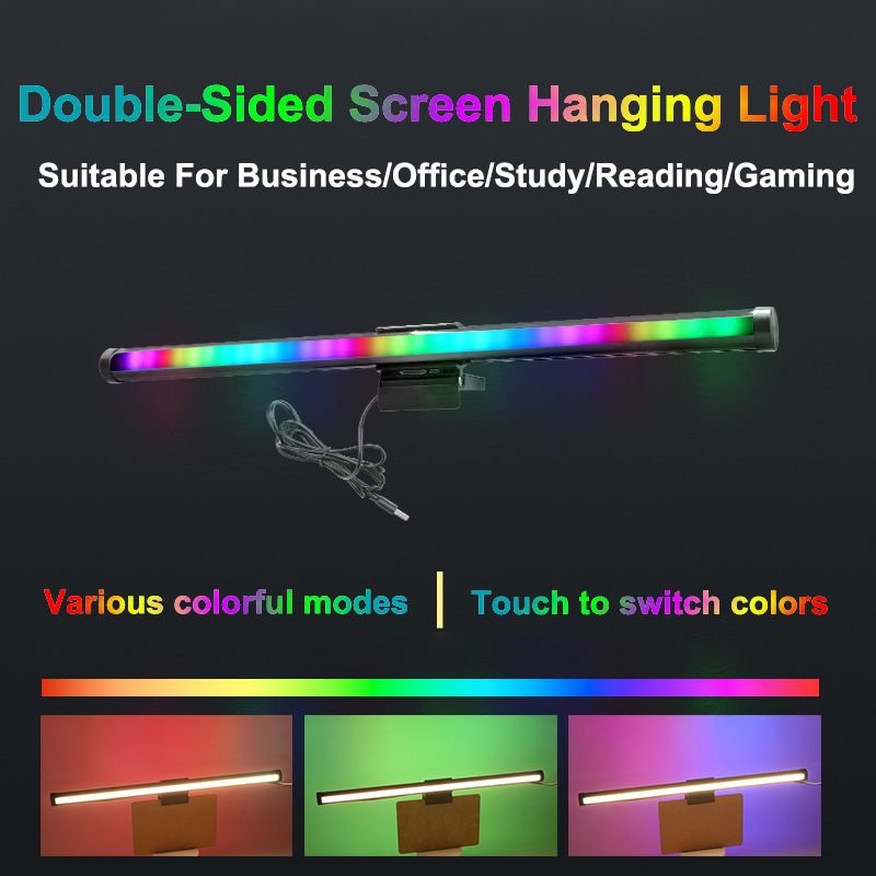 Desk Setup Gaming And Work - Werk- en gamingopstelling Hangende LED-monitorlamp –