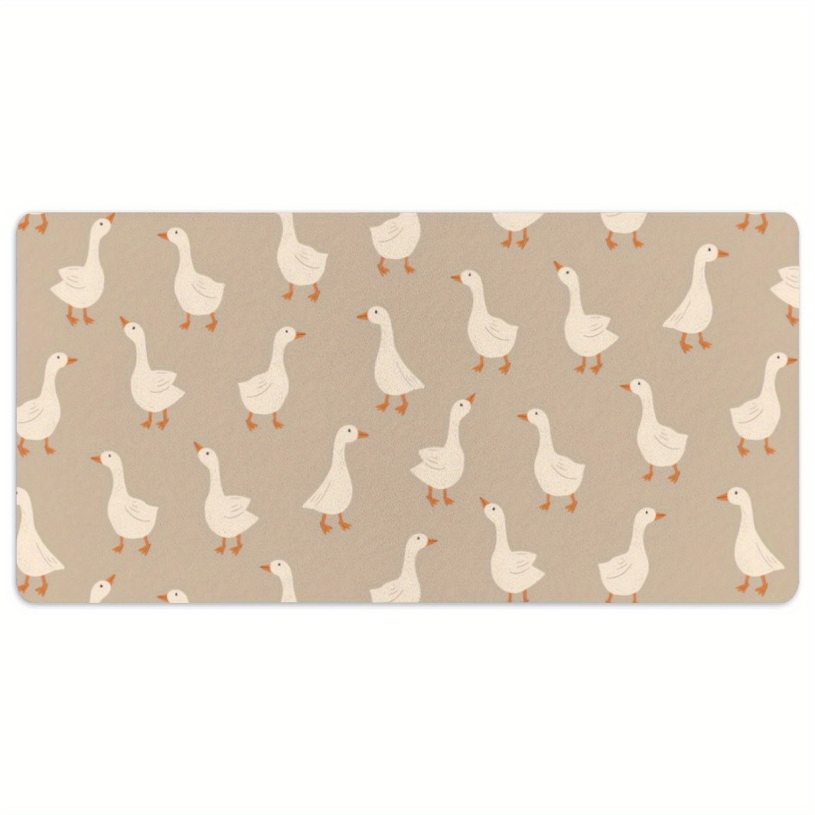 Desk Setup Beige - Goose Flock Pattern Bureaumat Antislip rubberen