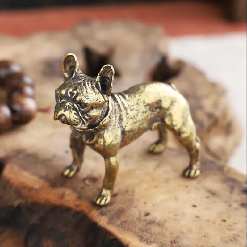 Desk Setup Retro - Koperen bureauornamenten Bulldog miniaturen beeldjes handgemaakte