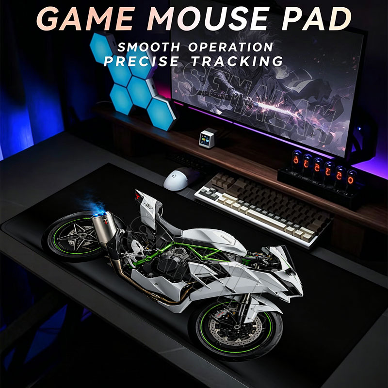 Desk Setup Game - Motorfietsontwerp Grote gaming-muismat Antislip bureaumat Duurzame