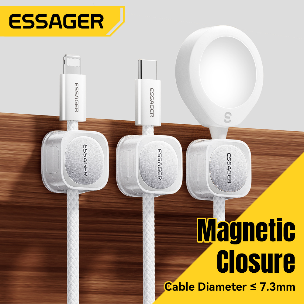 Desk Setup Cable Management - Essager Kabelorganizer 3/6 STUKS Magnetische Draadopwinder