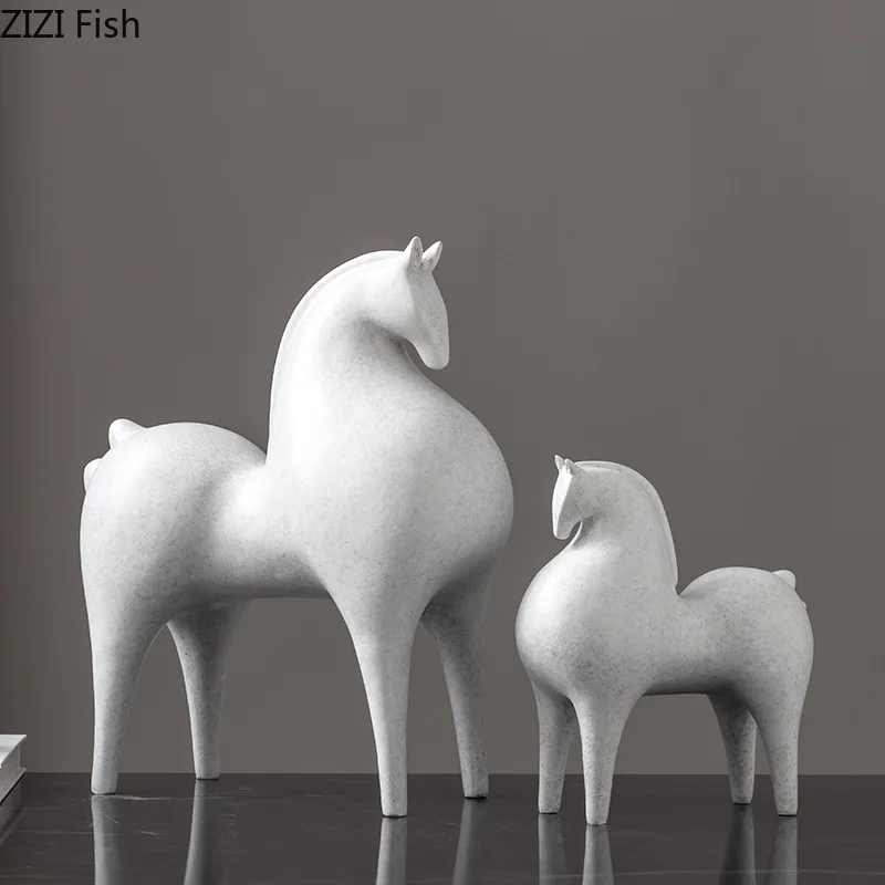 Desk Setup Retro - Creatief wit paardenhars sculptuur modern ambacht