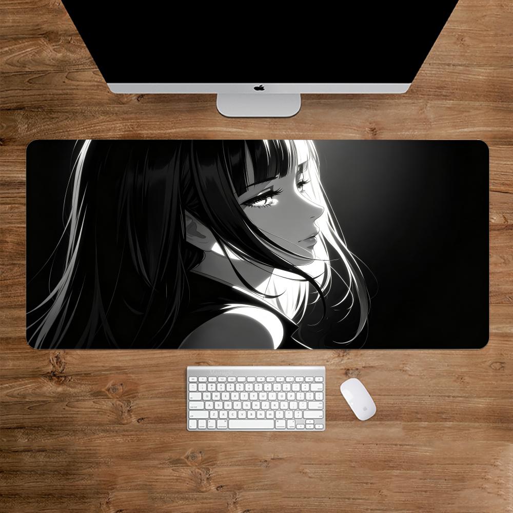 Desk Setup Gaming And Work - Donkere Anime Meisje Muismat Bureau Accessoires