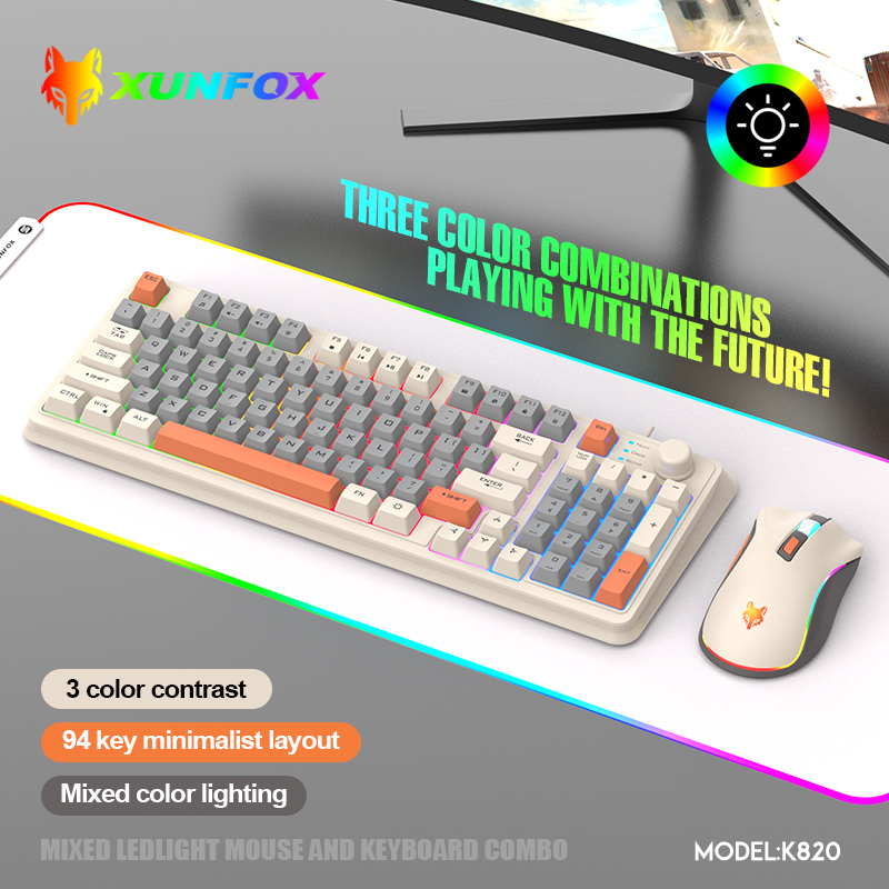 Desk Setup Game - K820 USB Bedraad speltoetsenbord Muisset Verlicht