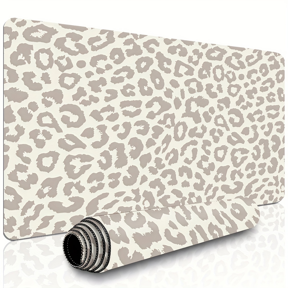 Desk Setup Beige - Beige luipaardprint verlengde muismat antislip rubberen