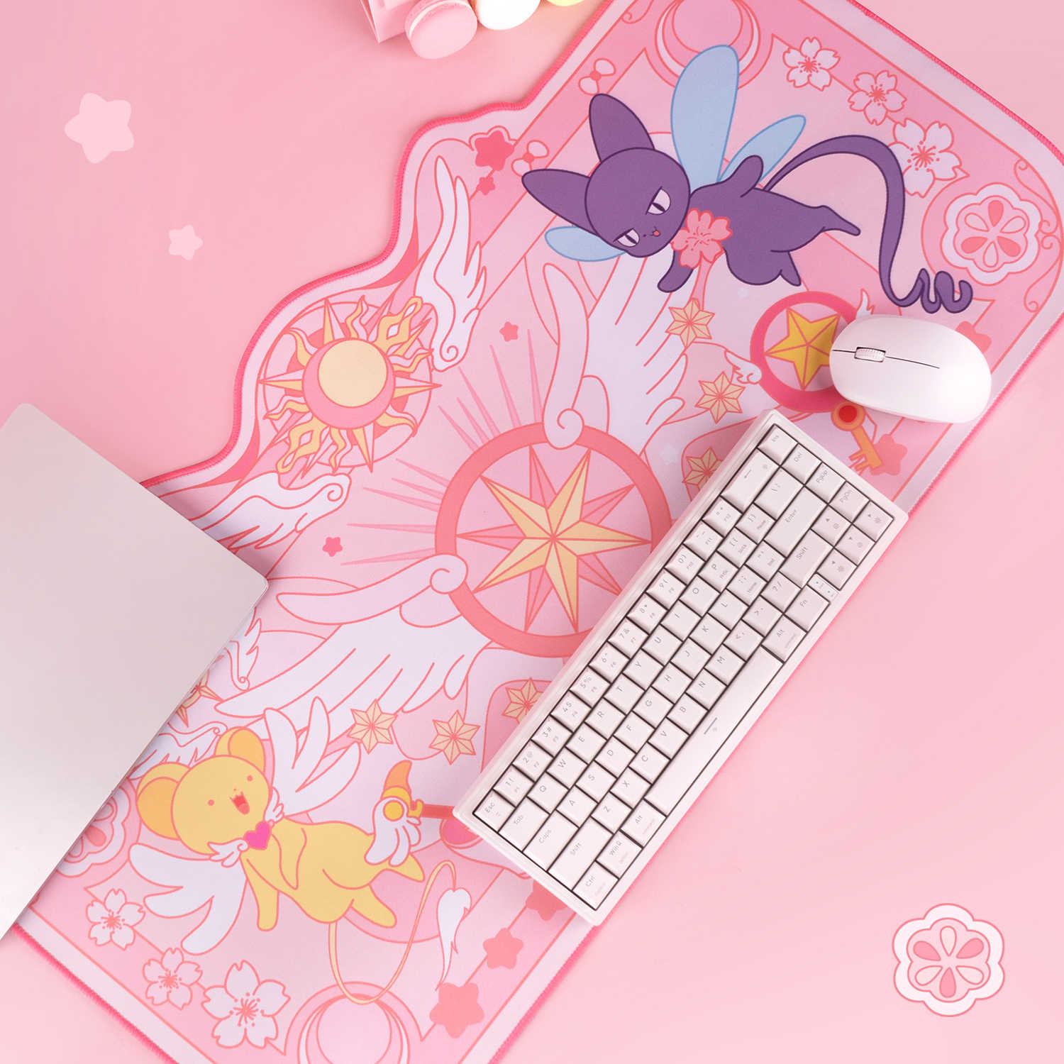 Desk Setup Girl - Cartoon Roze Rubberen Muismat Kawaii Schattig