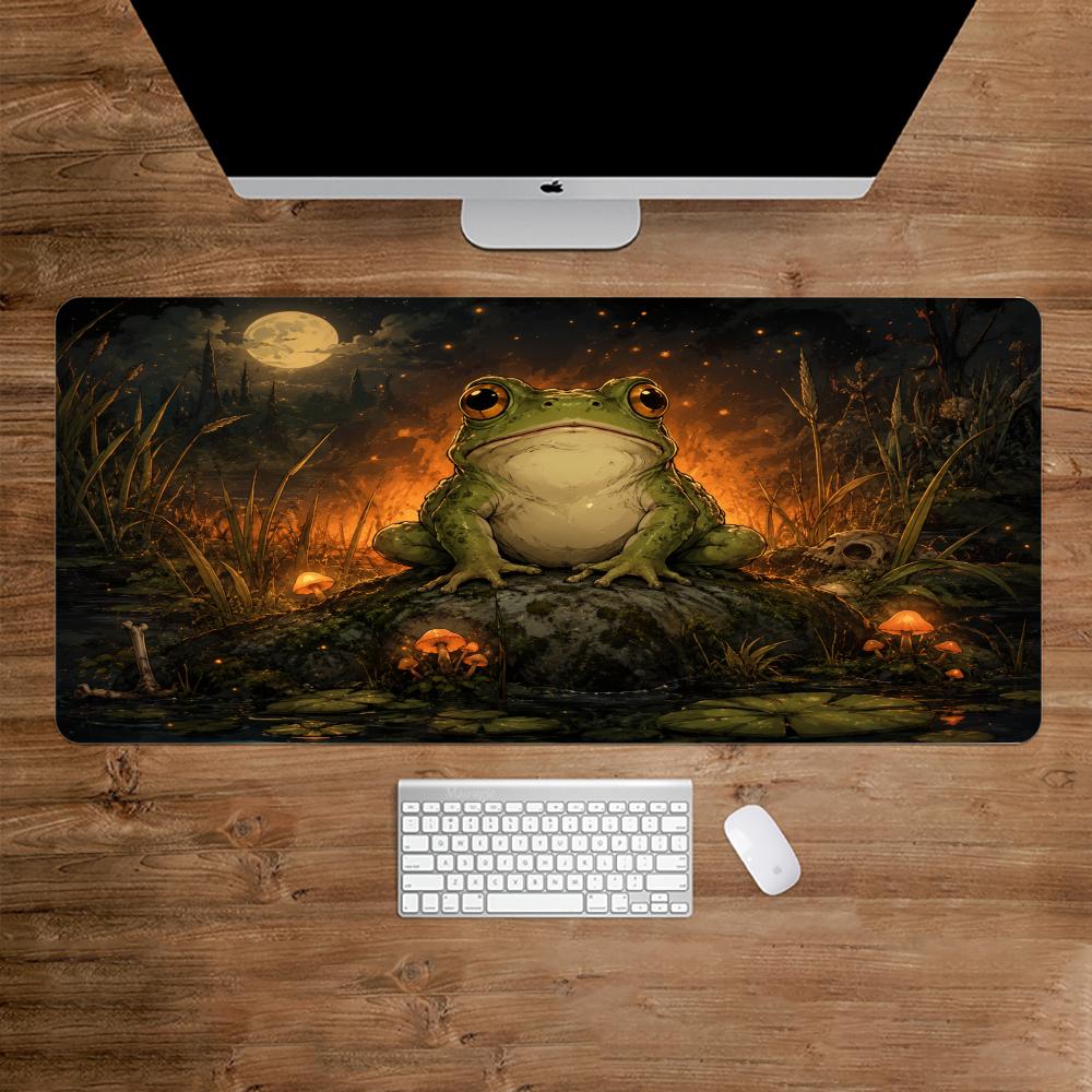 Desk Setup Gaming And Work - Enchanted Frog Muismat Bureauaccessoires Bureaumat Gamingmatten