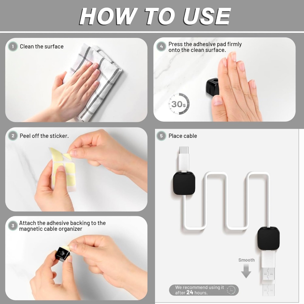 Magnetische kabelclips voor sn - Desk Setup Cable Management recensie en prijs