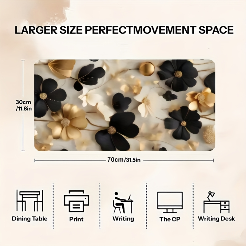 Zwarte en gouden bloemenprint  - Desk Setup Gaming And Work recensie en prijs