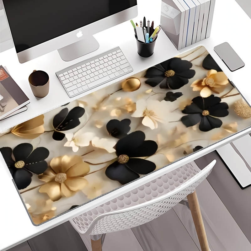 Zwarte en gouden bloemenprint  - Desk Setup Gaming And Work recensie en prijs